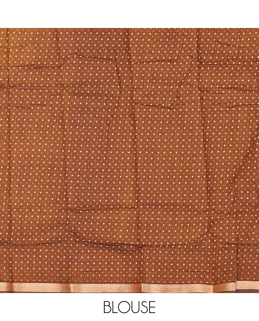 Blue Mul Mul Cotton Saree, Accentuated with Geometric Print, a Subtle Border, Floral-Printed Pallu, and a Matching Blouse