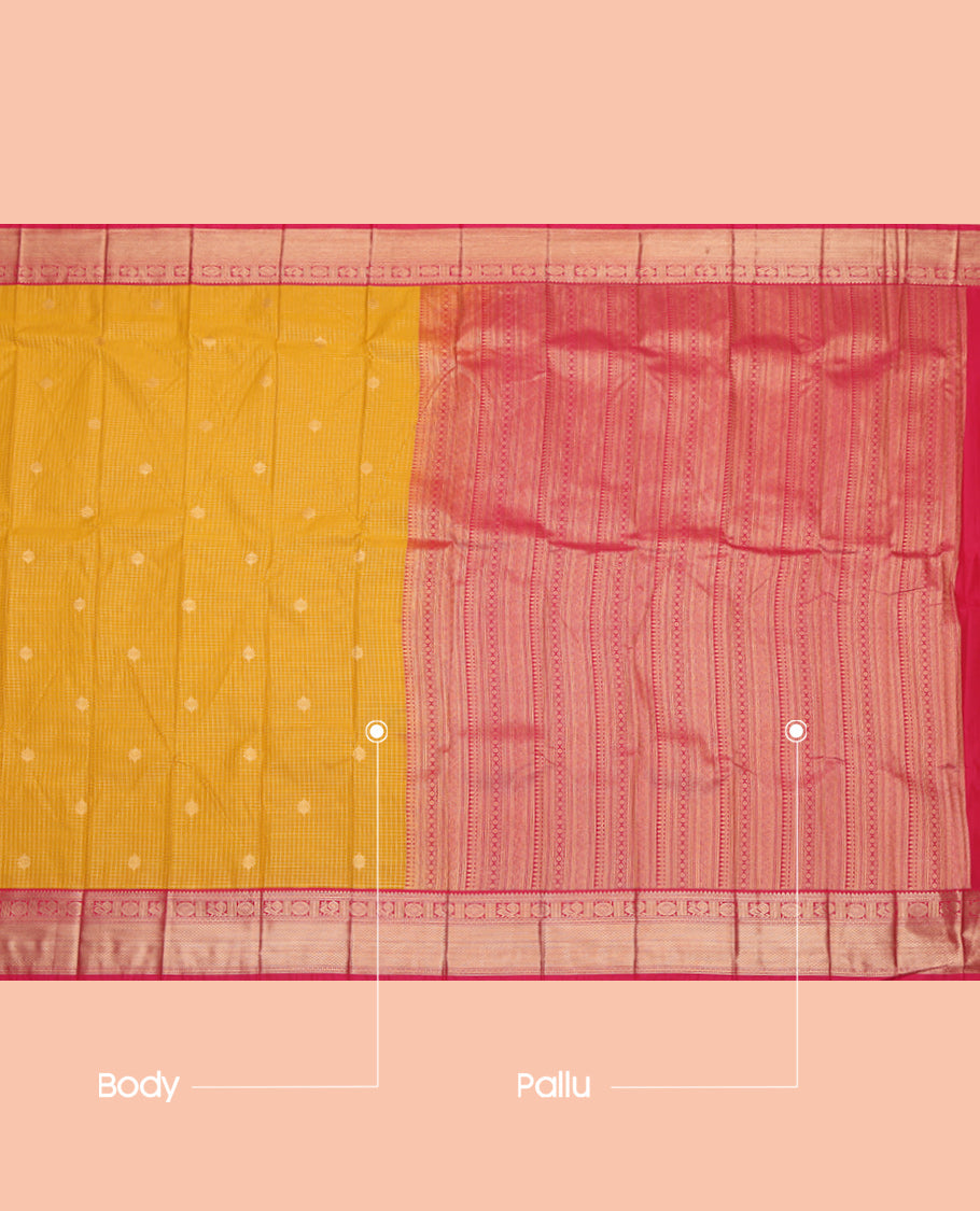 Mango Yellow Checks Budget Silk Saree
