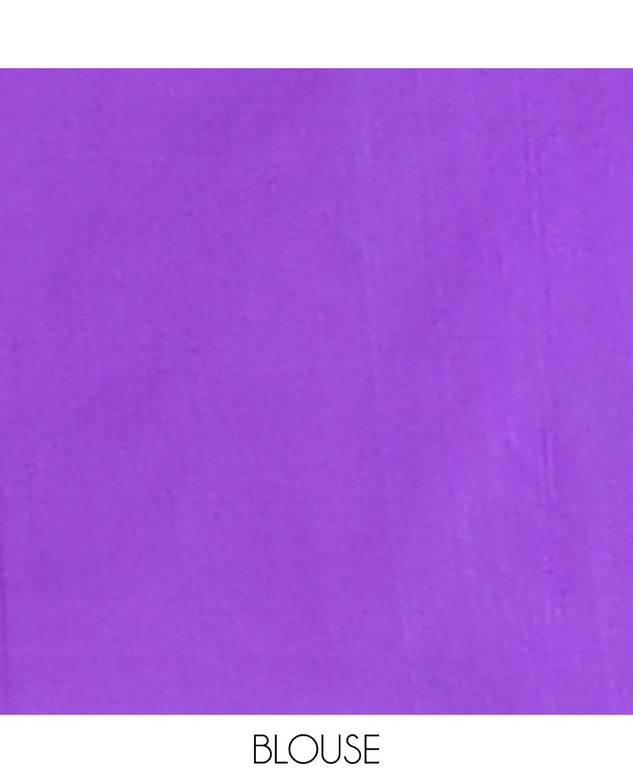Purple floral jacquard banaras silk saree with self checked design border & intricate checked floral design pallu