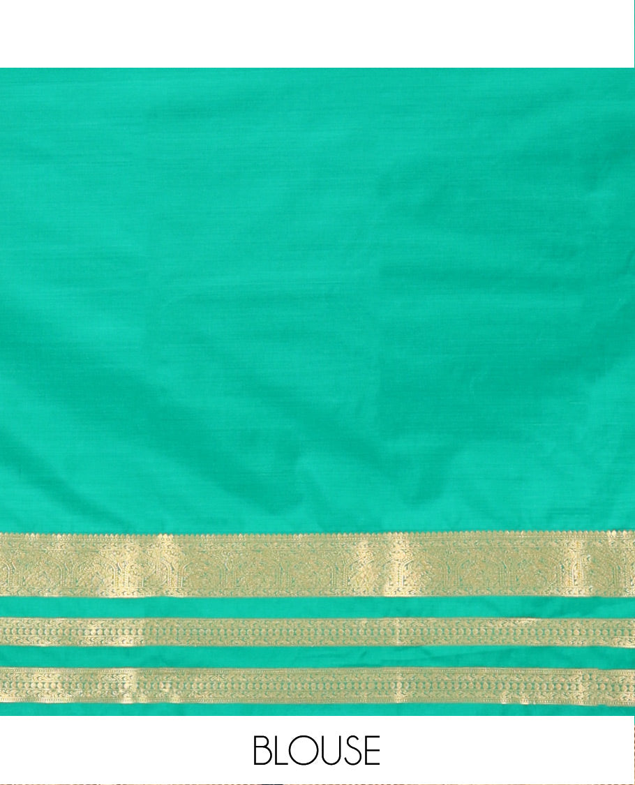 Rani Pink and Green Budget Silk Saree, Richly Detailed with Zari Butta Enclosed Checks On Its Body, Complemented by Contrast Traditional Zari Designs Woven Border, Grand Pallu and Paired with a Contrast Blouse