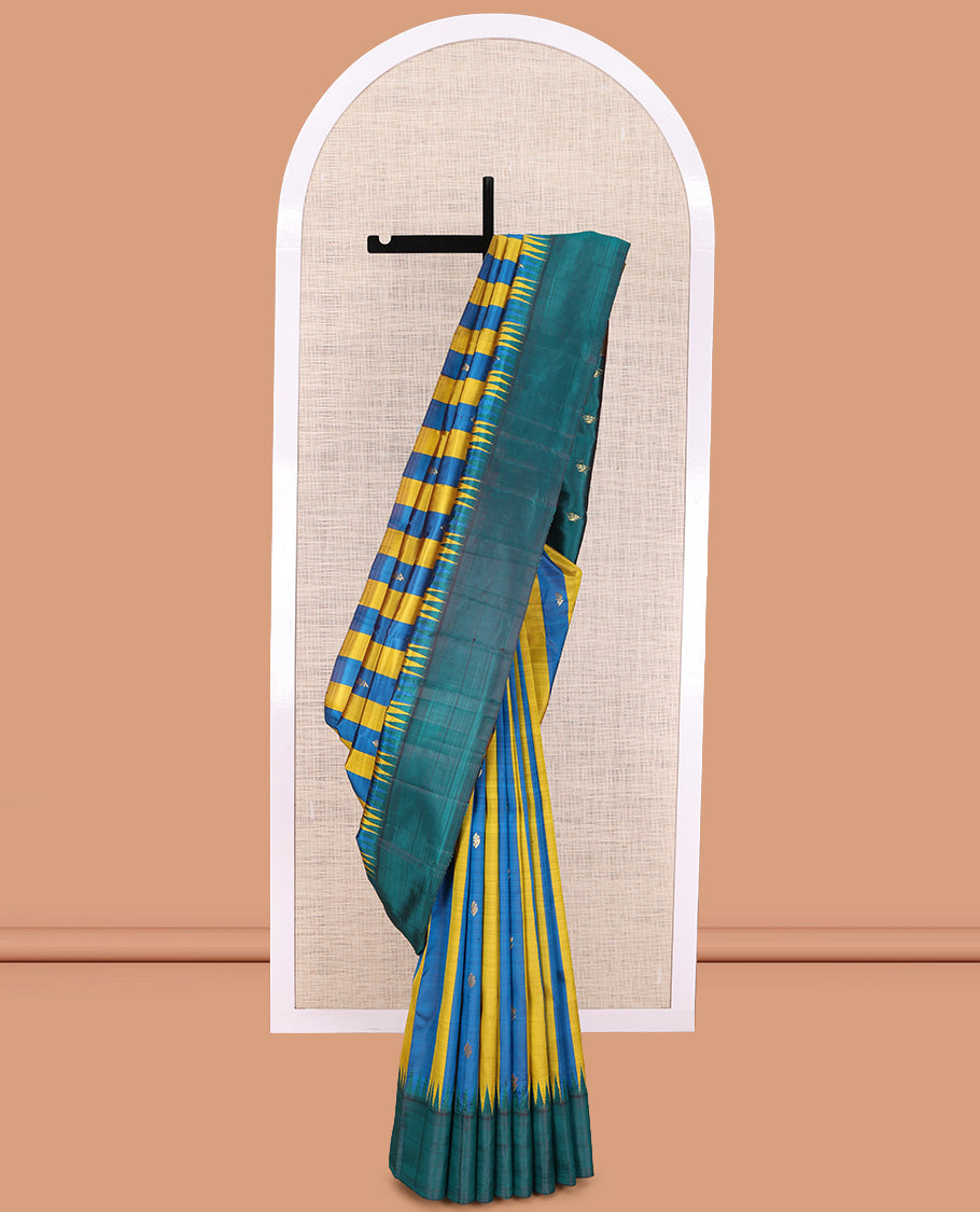Blue-Yellow Kanchipuram Silk Saree