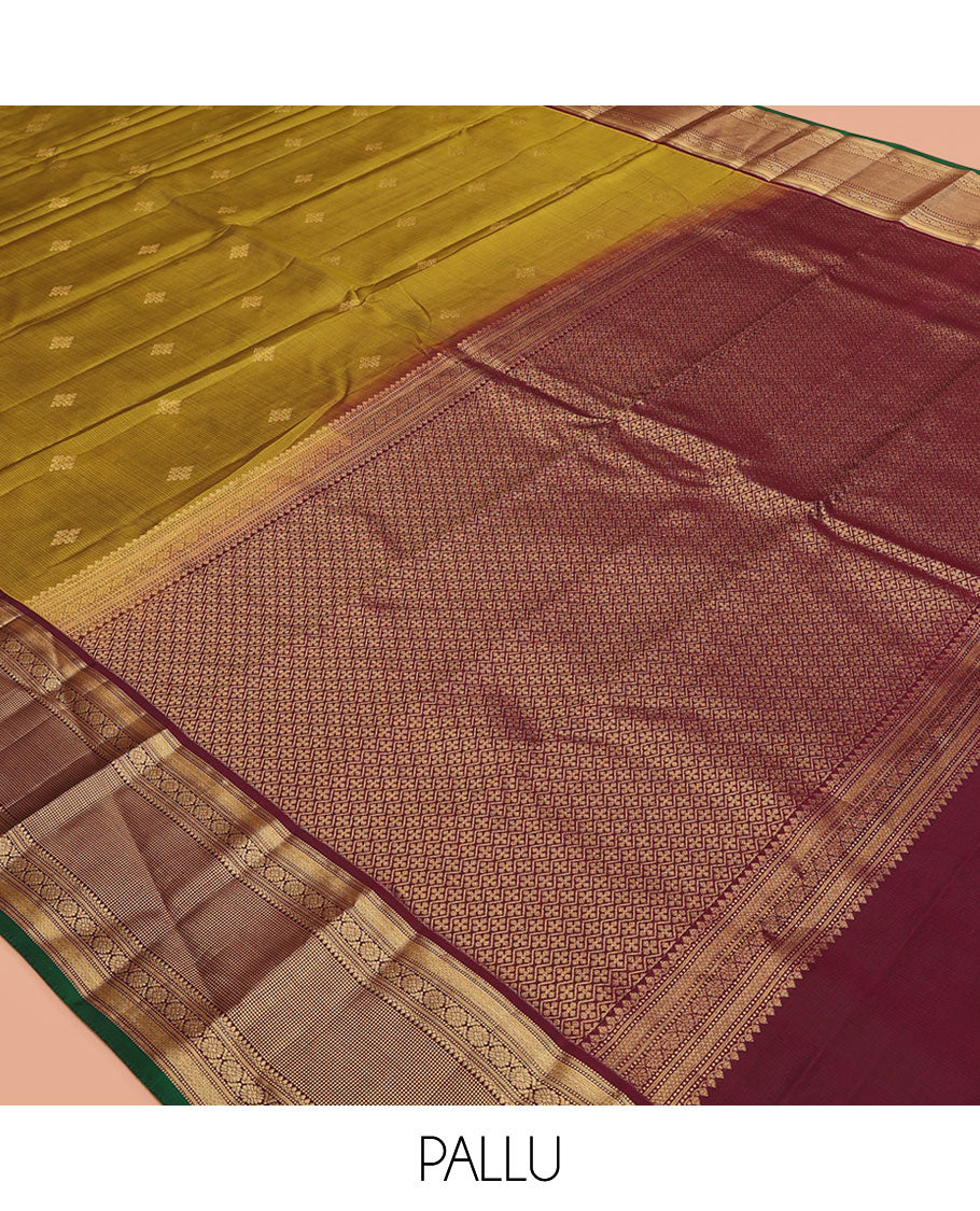 Green Zari Buttas Vasundhara Lite Silkmix Saree, Contrast Traditional Border, Jaal Pallu, Contrast Blouse