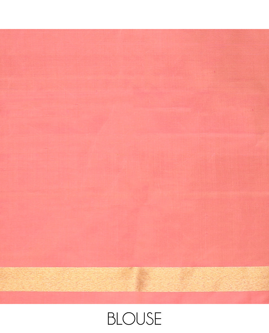 Borderless multi-color motifs silk saree with bhavanji pallu