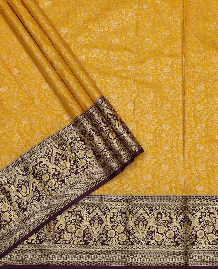 Yellow Art Silk Pavadai Material Set