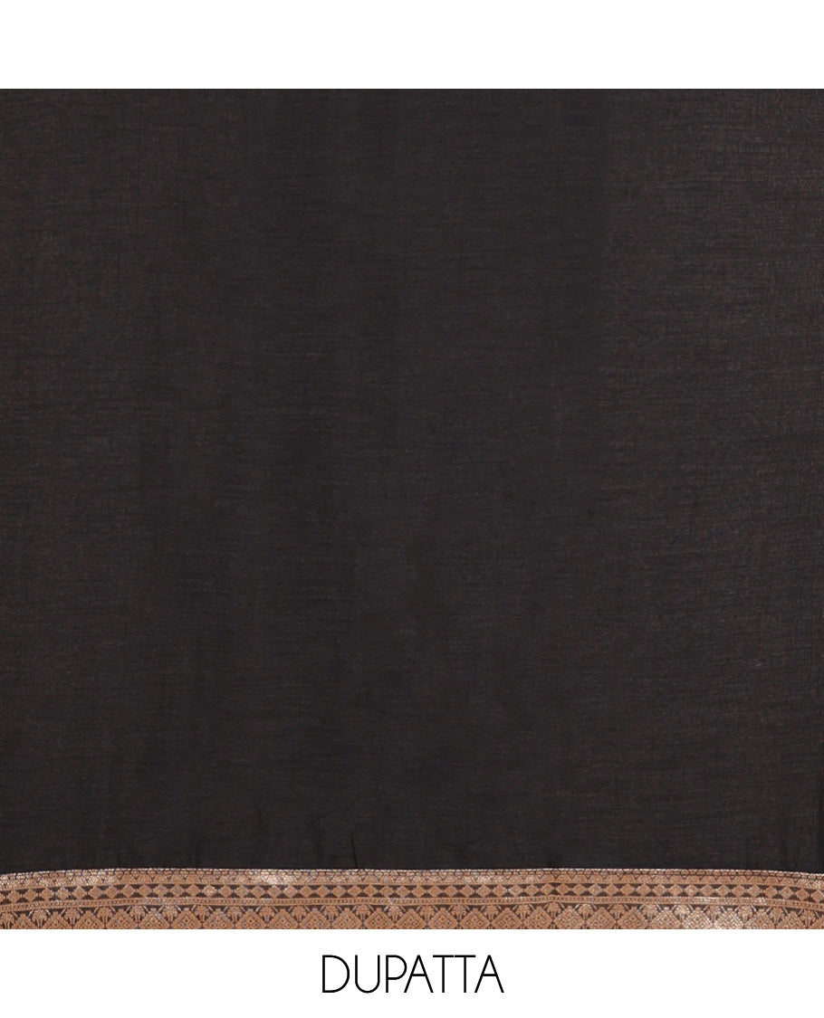 Black chudidhar material vichitra silk neck zari border with bum bum work , santoon material pants & double side border vichitra silk dupatta