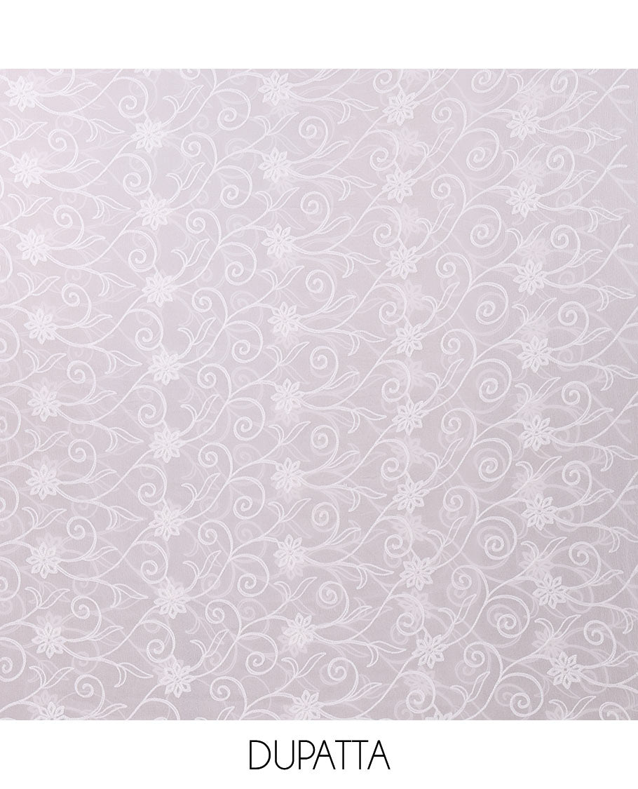 Pink chudidar material set, shibori-print & floral vine chikankari embroidered top,printed cotton bottom & floral chikankari embroidery chiffon dupatta