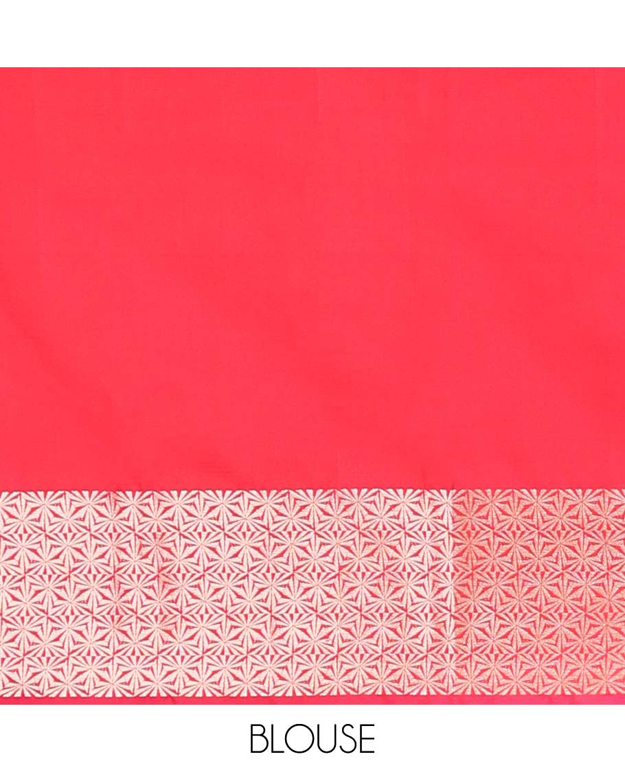 Red leaf buttas vasundhara elite silk saree with self intricate zari design border & leaf zari design pallu