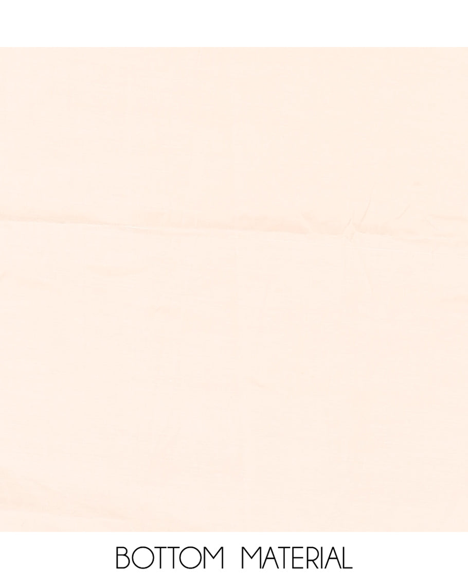 Cream Mul Chanderi Material Chudidar Features Jamdani-Floral Top, Plain Bottom, Jamdani-Floral Dupatta