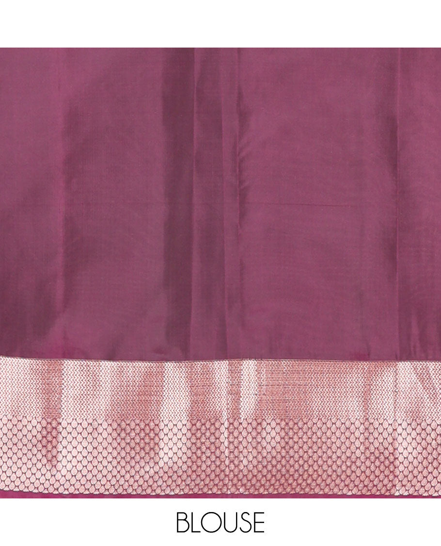 Blue buttas vasundhara elite silk saree with contrast ogee design border & geometric design pallu