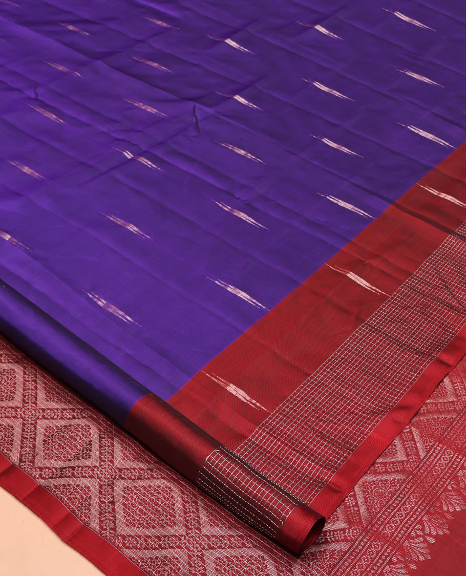 Violet Mayuri Lite Silk Mix Saree, Detailed with Zari Buttas All Over Its Body, Complemented by a Contrast Checked Border, Grand Jaal Pallu, and Paired with a Contrast Blouse