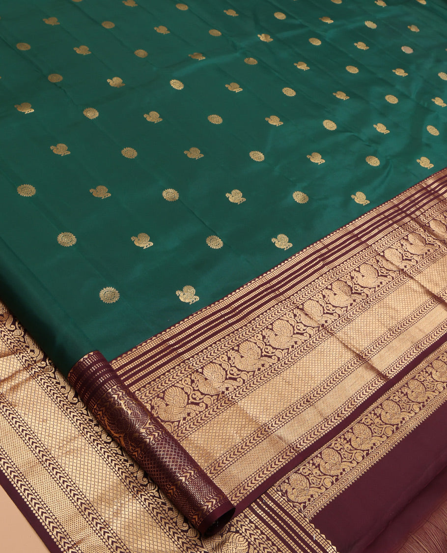 Green Zari Buttas Kanchipuram Silk Saree