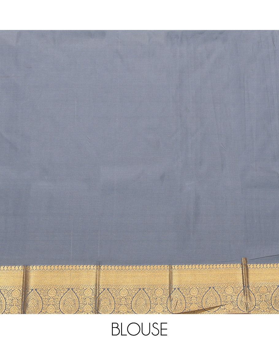 Wine Budget Silk Saree, Simply Sparkled with Zari Stripes and Peacock Buttas, a Contrast Traditional Zari Checked Border, Grand Pallu, and a Contrast Blouse