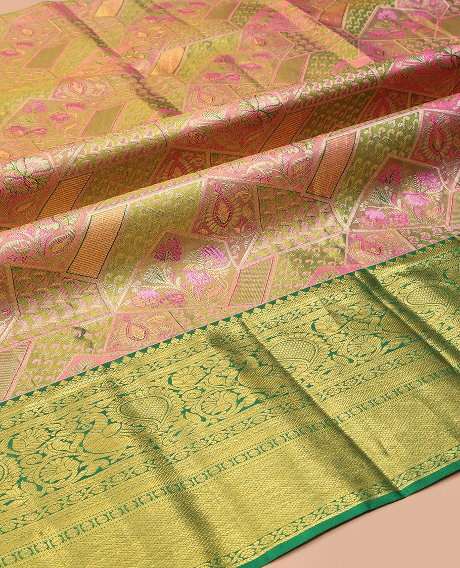 Multi-Color Pure Silk Navarathna Pavadai Material Set