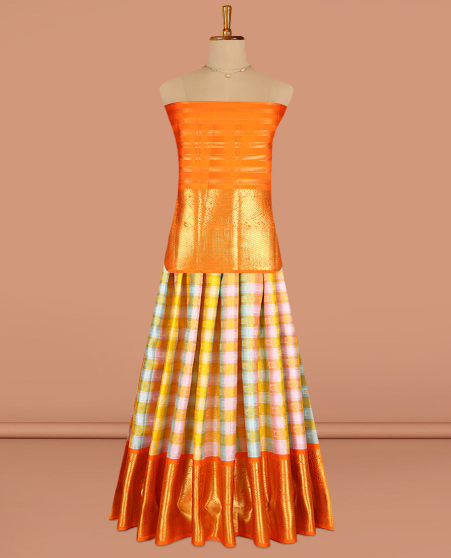 Multi-Color Pure Silk Pavadai Material Set
