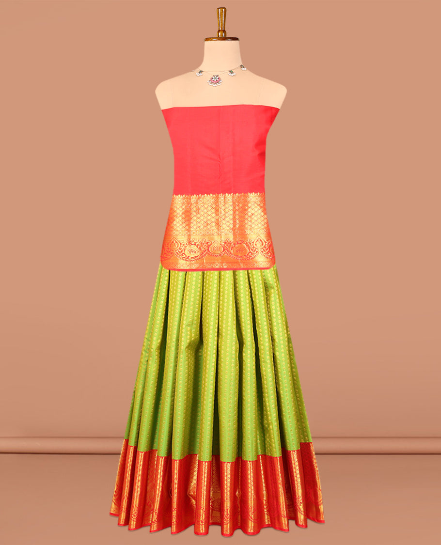 Green Pure Silk Half-Saree