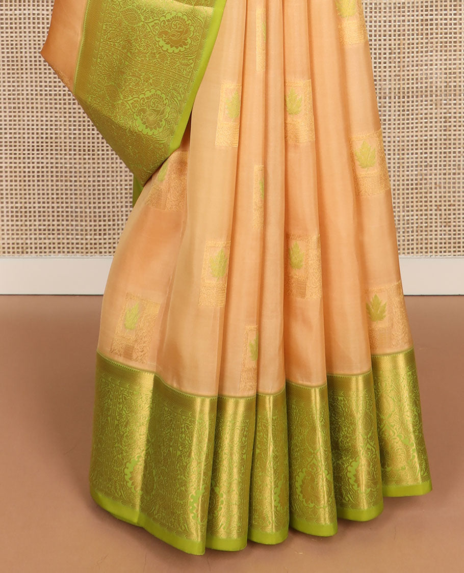 Sandal Meena Buttas Vasundhara Silk Mix Saree,contrast intricately woven pallu & border of rekku,kathir,mayil kann & floral design