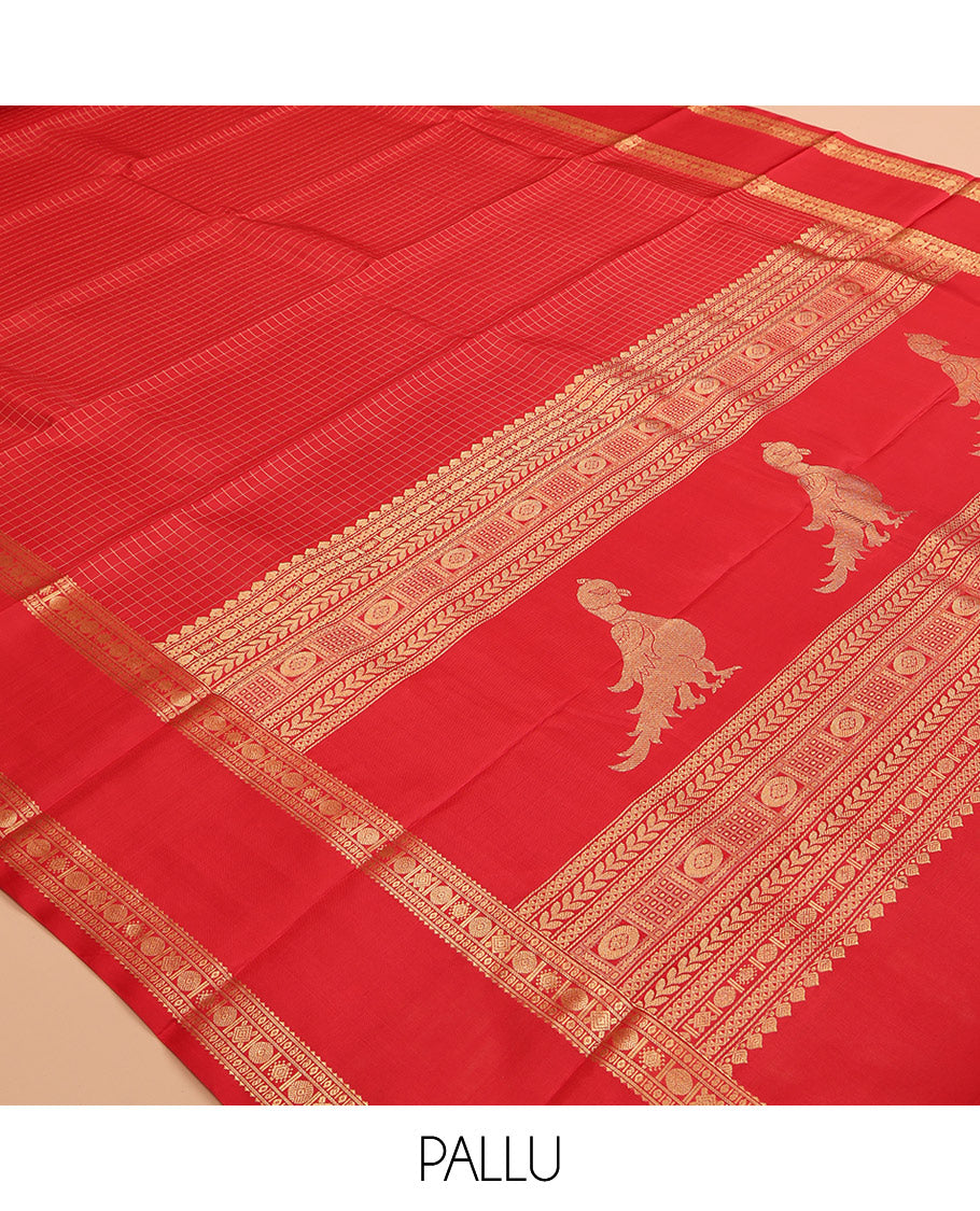 Red Kanchipuram Chettinad Saree