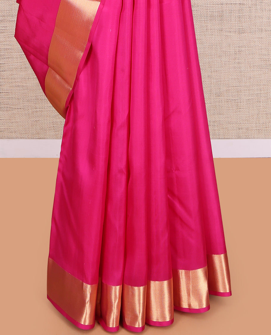 Pink Plain Kanchipuram Silk Saree