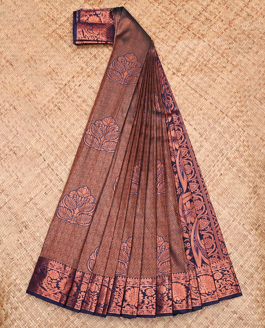 Blue Budget Silk Saree, Ornamented with Jacquard, Highlighted by a Traditional Zari Border, Grand Pallu, and a Matching Blouse