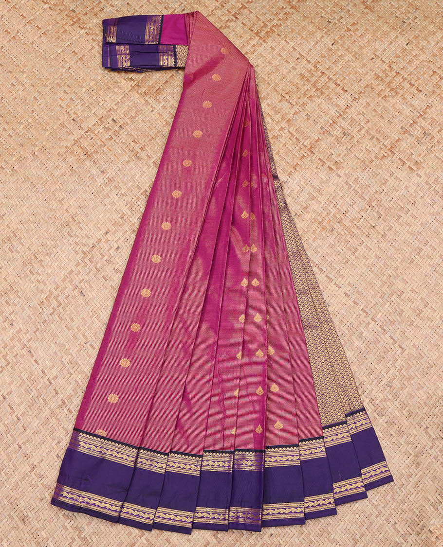 Magenta Rettai Pattu Border Budget Silk Saree