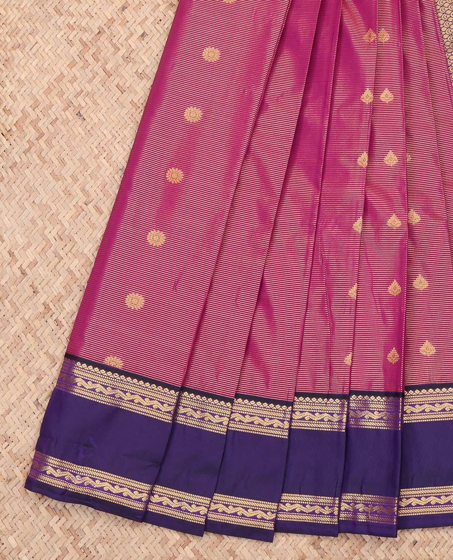 Magenta Rettai Pattu Border Budget Silk Saree