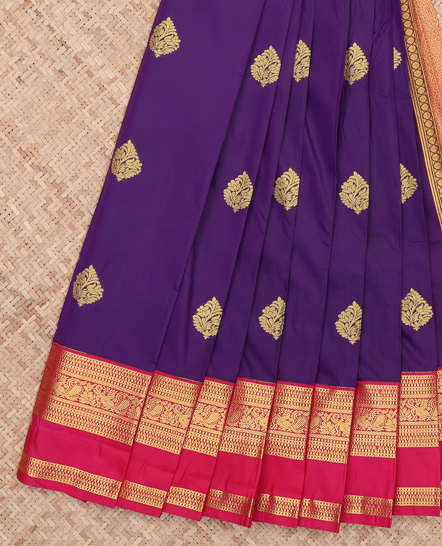 Violet Traditional Rettai Pattu Border Budget Silk Saree