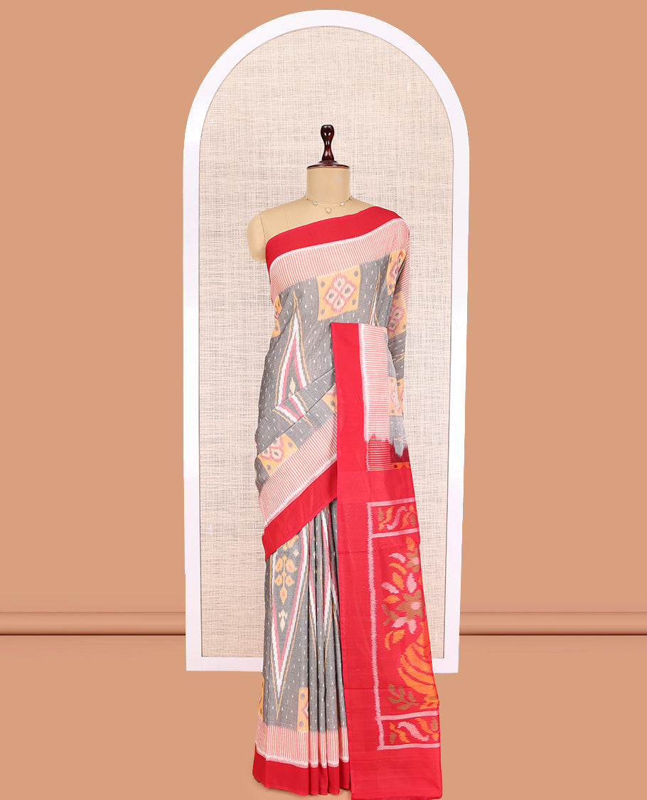 Grey Pochampally Ikat Cotton Saree