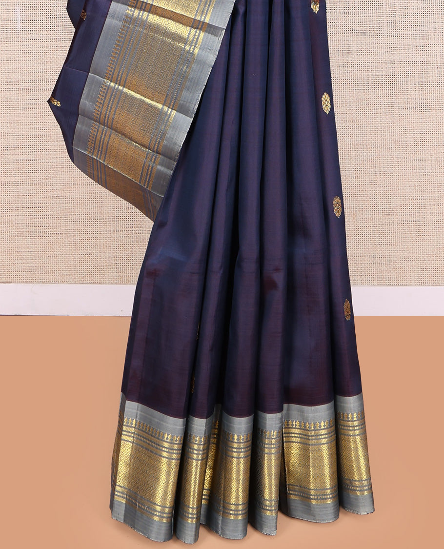 Blue Zari Butta Kanchipuram Silk Saree