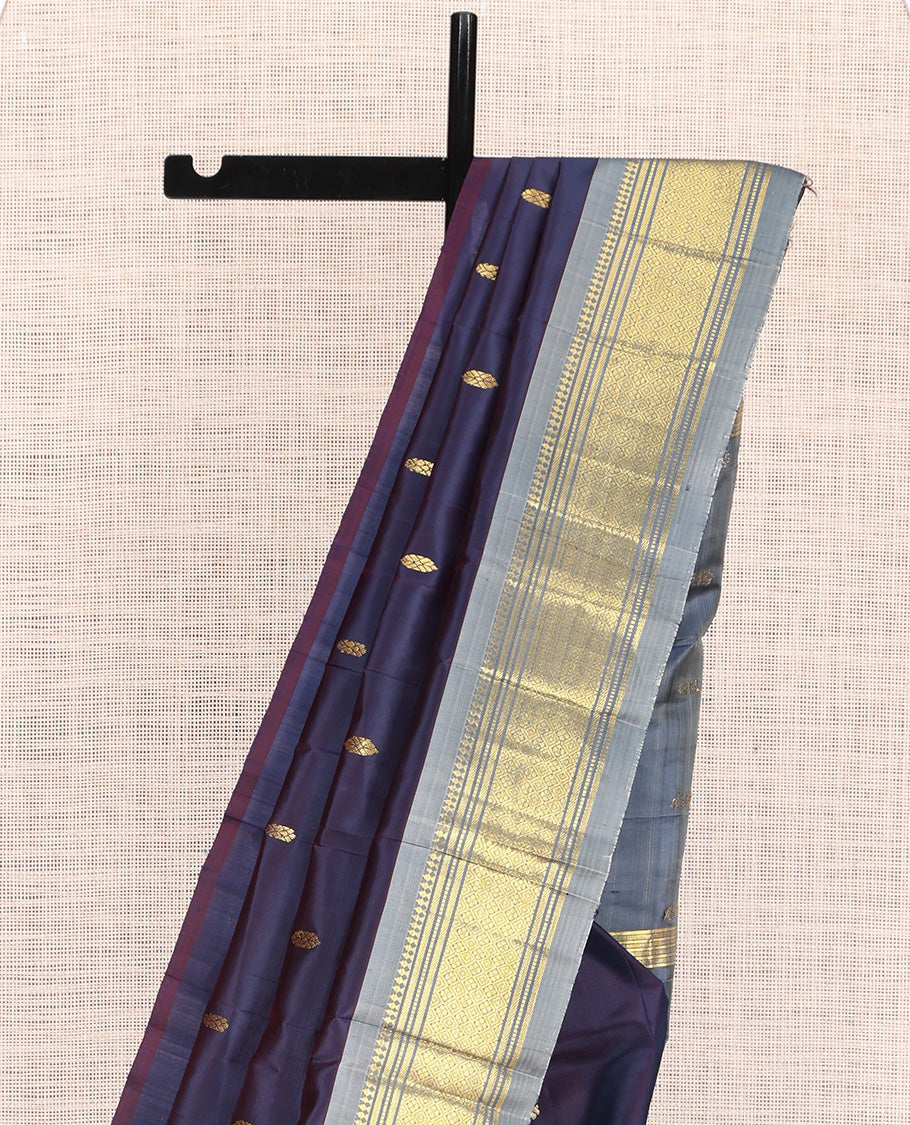 Blue Zari Butta Kanchipuram Silk Saree