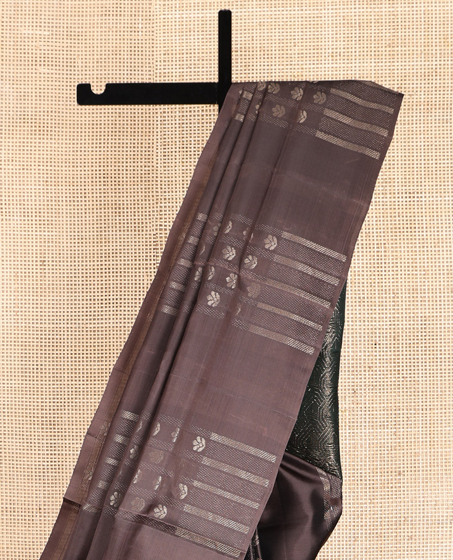 Borderless Brown Mayuri Lite Silk Mix Saree, Steeped with Subtle Zari Buttas, Complemented by Contrast Intricately Designed Pallu and a Contrast Blouse