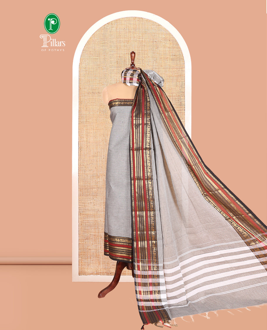 Grey Mercerised Cotton Material Chudidar Set