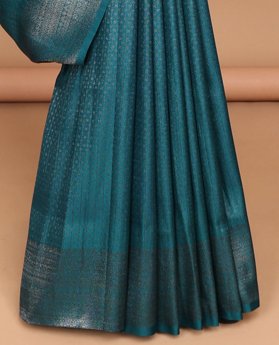 Peacock antique zari weaving softy silk saree with antique zari border & small zari butta blouse