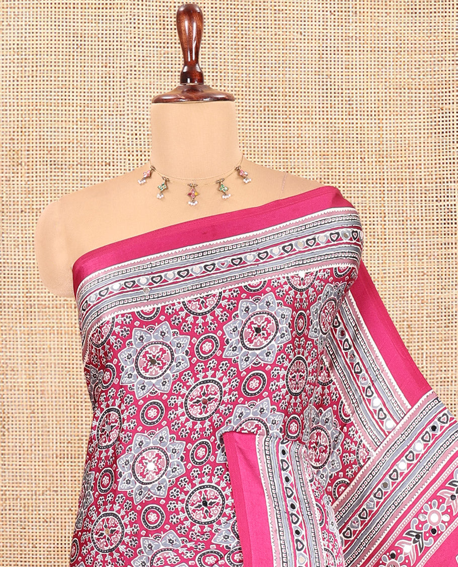 Purple Satin Crepe Saree