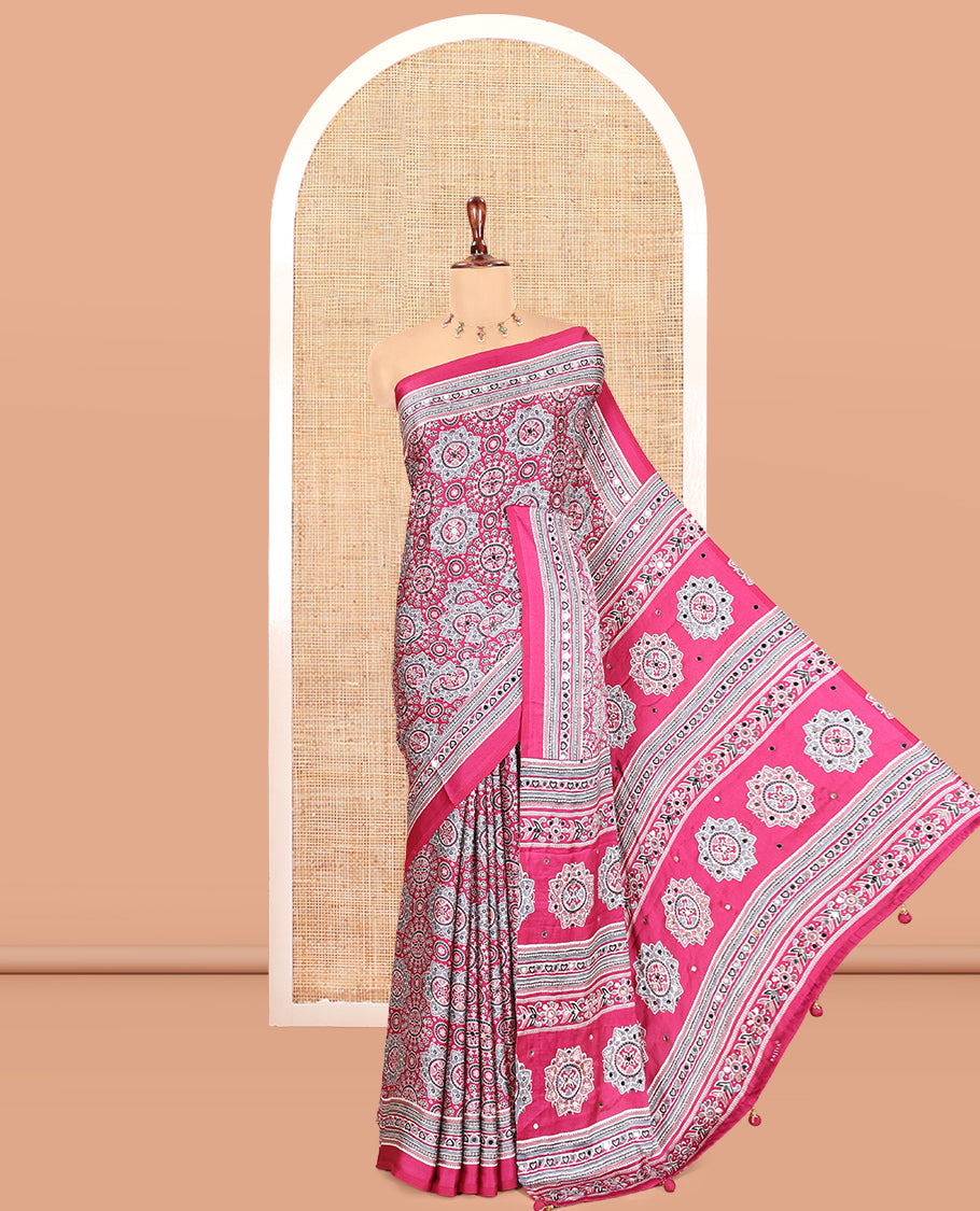 Purple Satin Crepe Saree