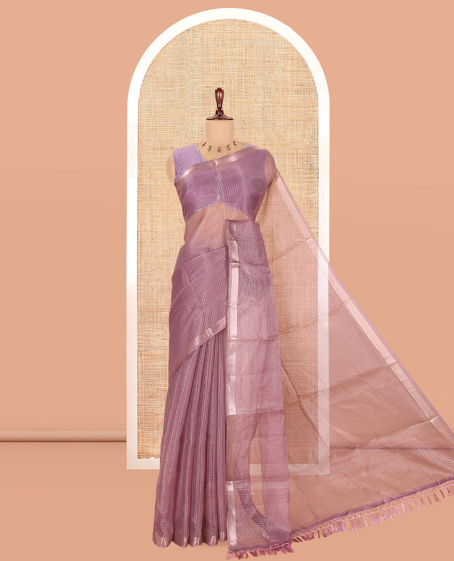 Light Purple Semi-Organza Chex Saree