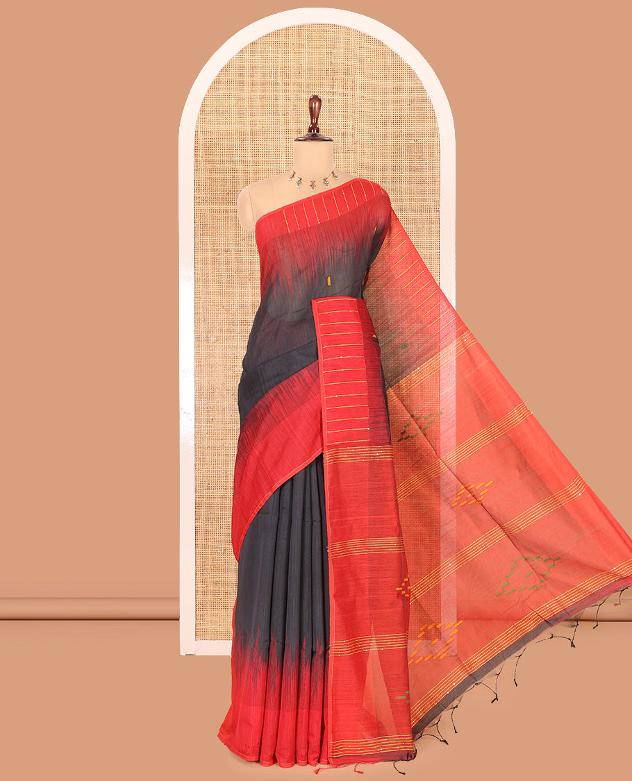 Black Khadi Linen Saree