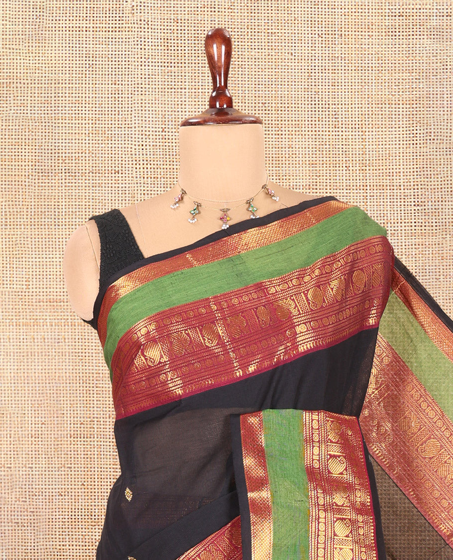 Black Chettinad Cotton Saree