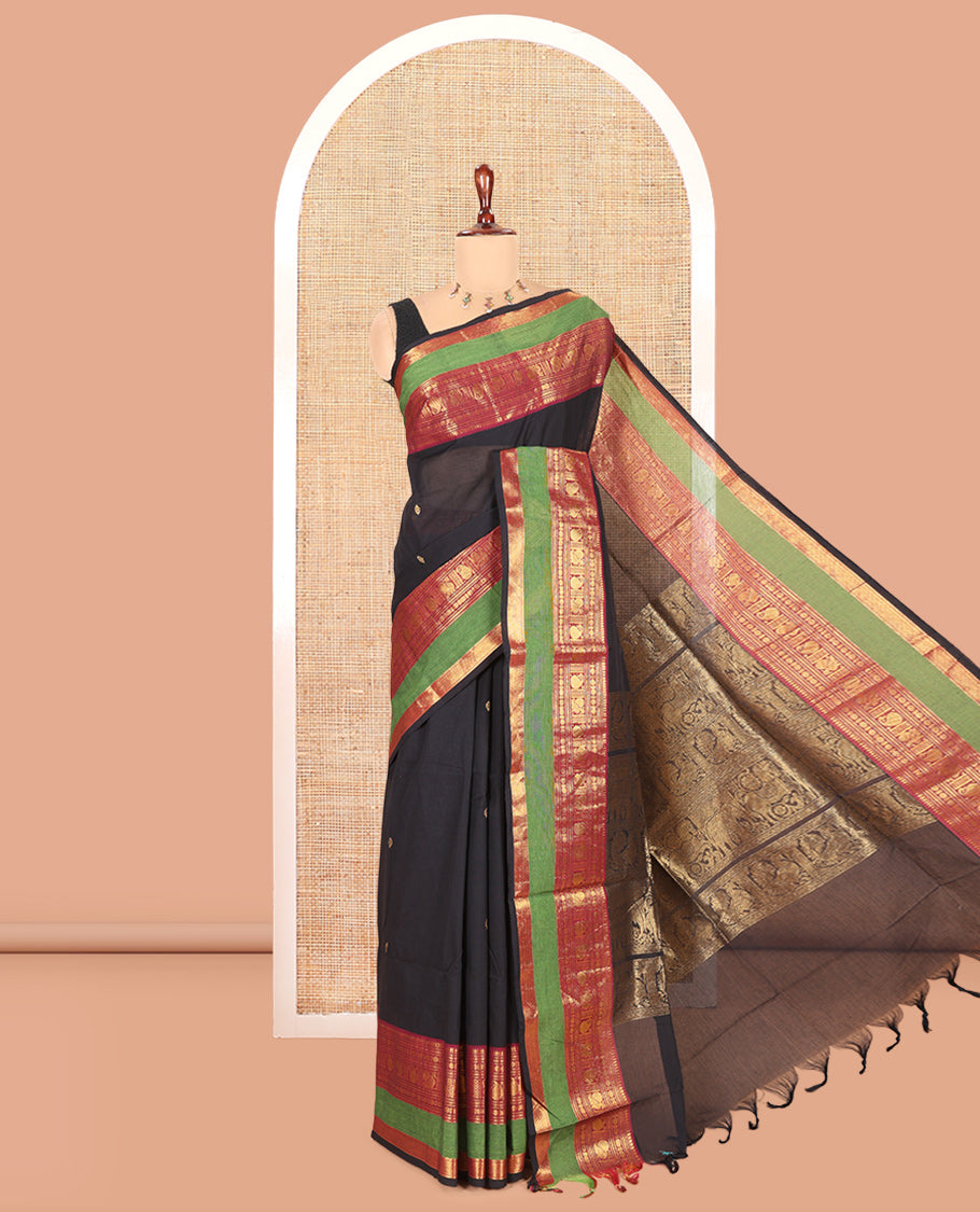Black Chettinad Cotton Saree