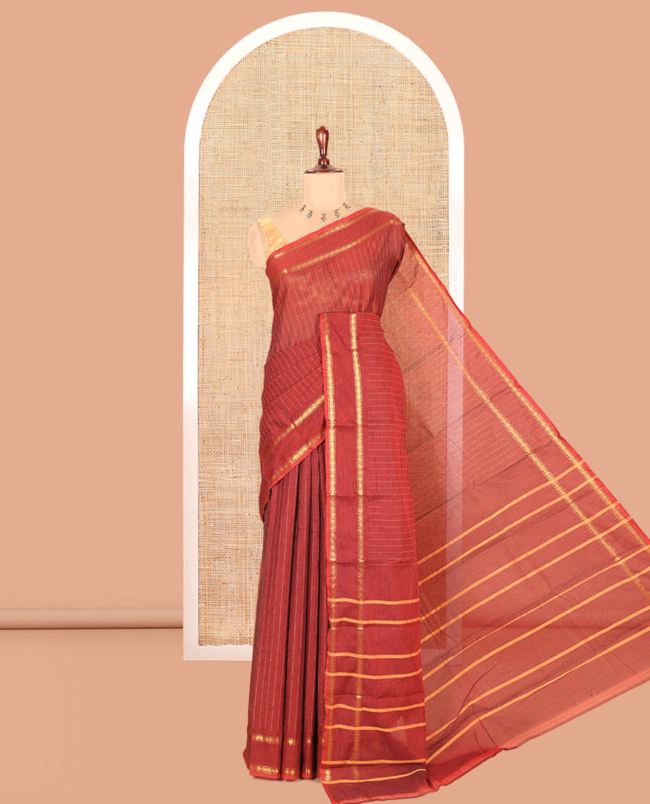 Maroon Chettinad Cotton Saree