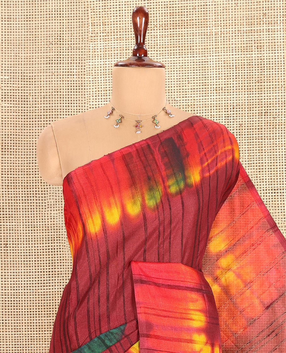 Maroon Jute Cotton Saree