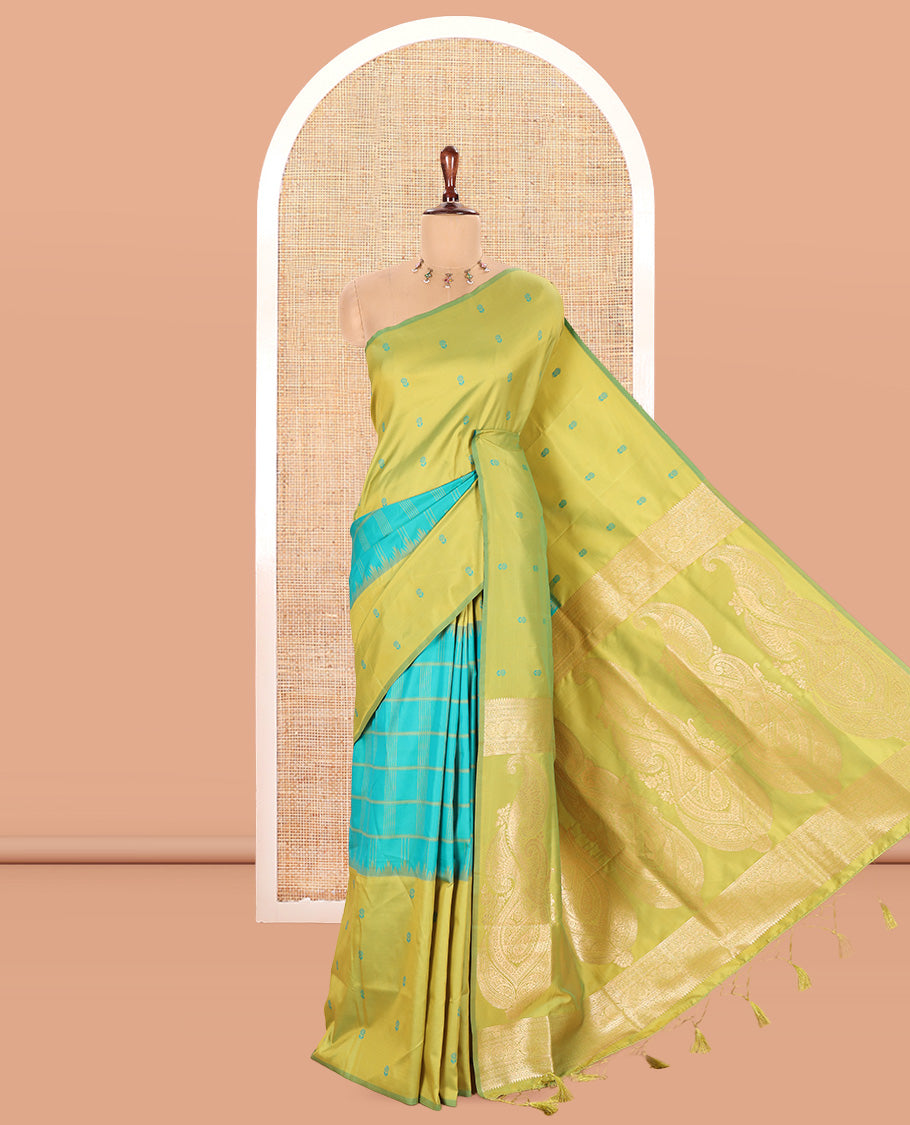 Borderless Parrot Green Elite Soft Silk Saree