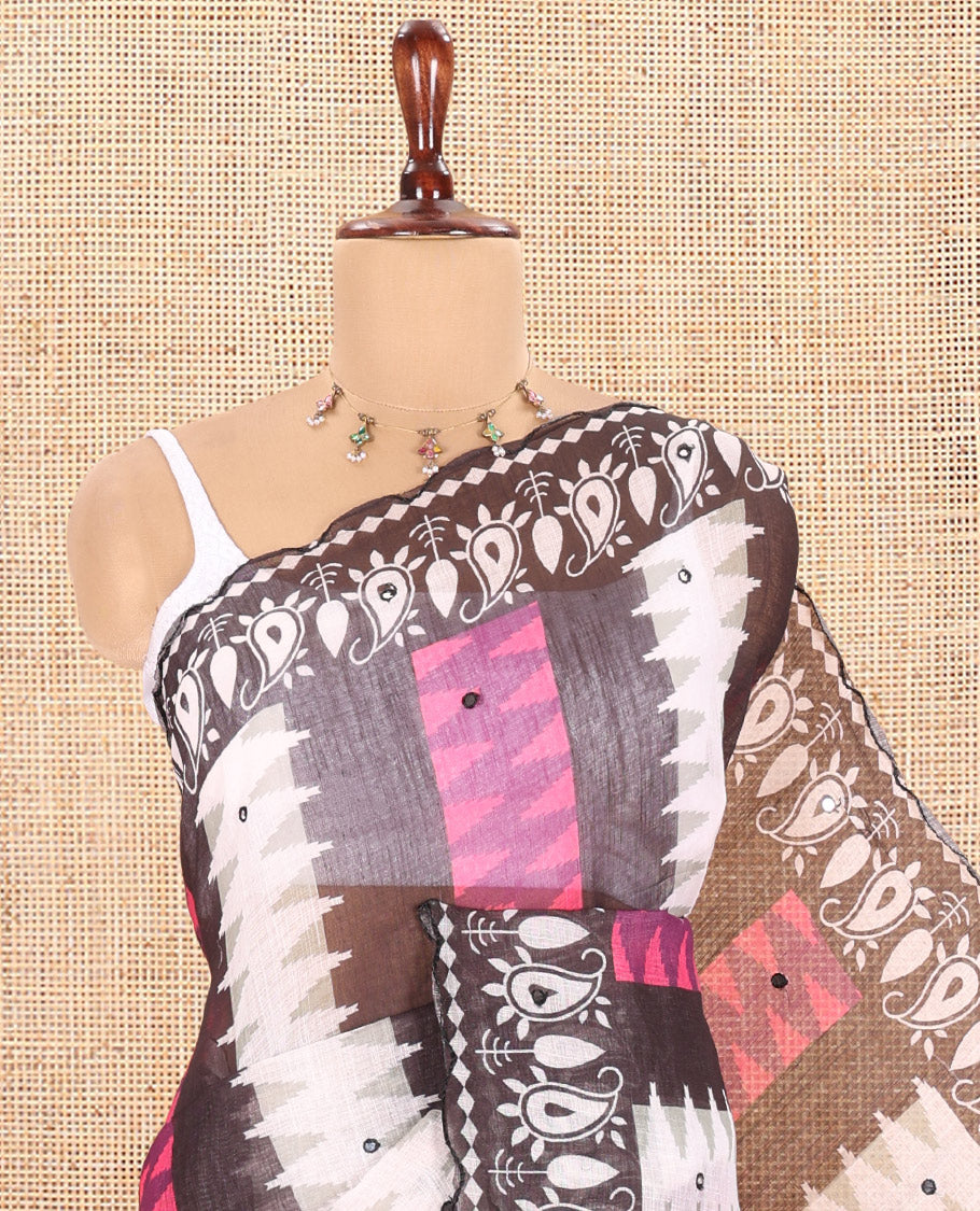 Magenta Linen Cotton Saree
