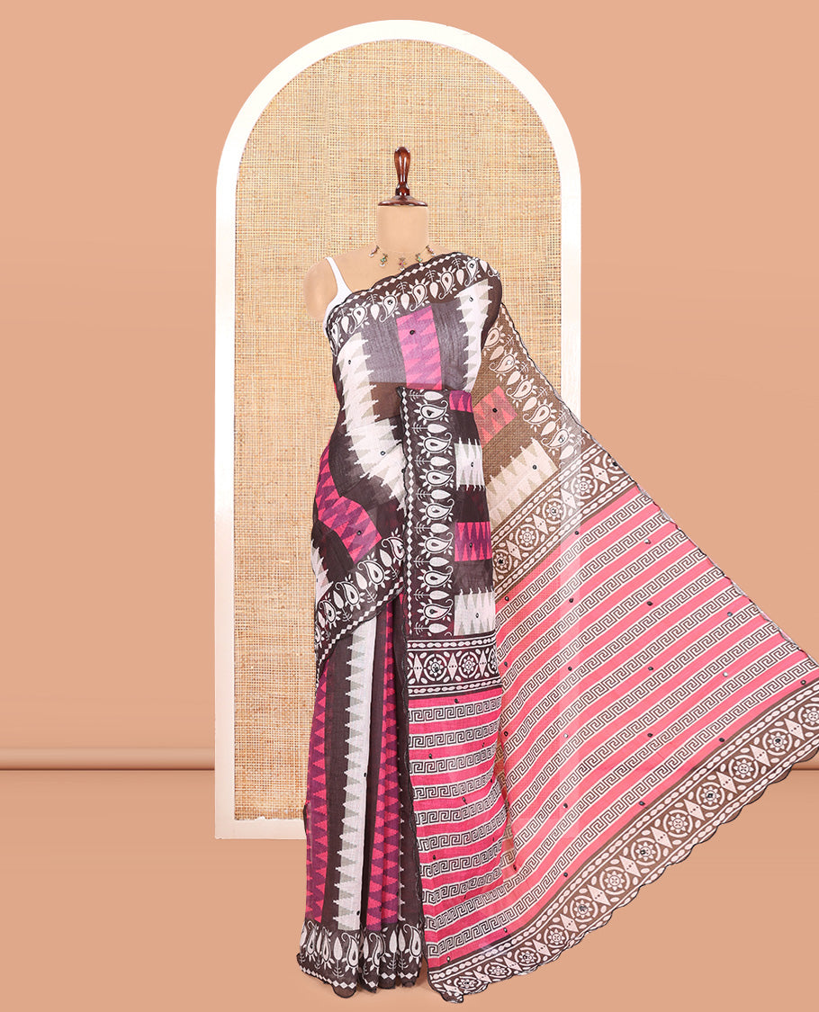 Magenta Linen Cotton Saree