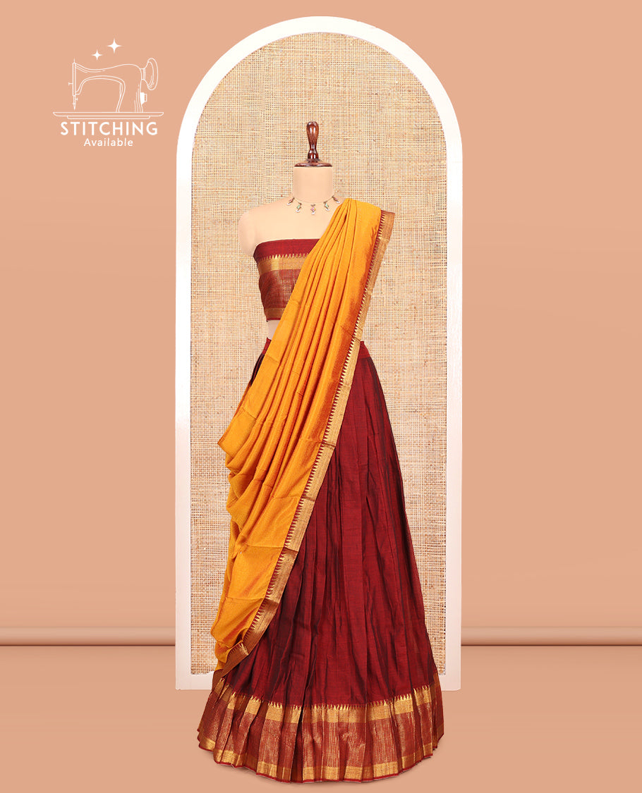Maroon Mercerised Cotton Half-Saree