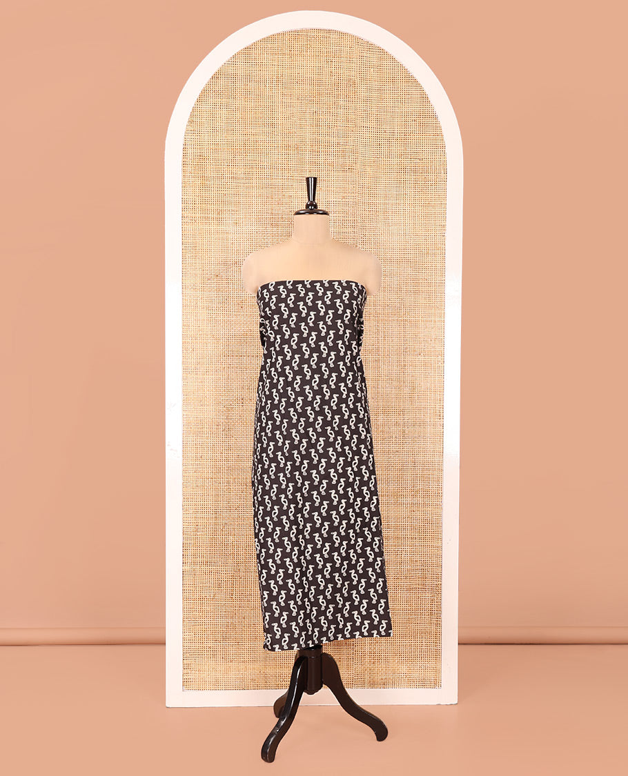 Black Handloom Cotton Material Chudidar Set, Subtly Adorned with Bird Motifs All Over Its Body, Complemented by Contrast Plain Bottom, and Paired with a Contrast Dupatta