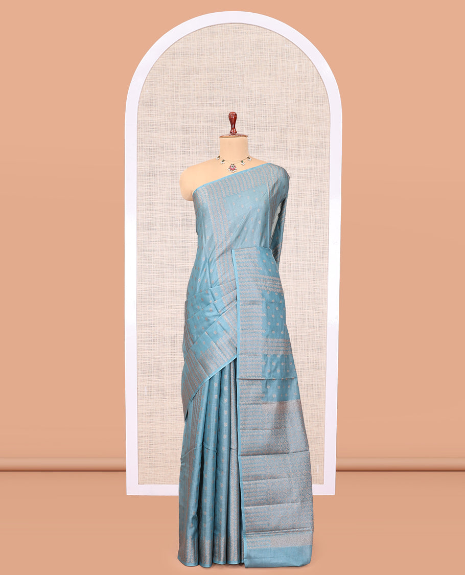 Blue Tussar Silk Saree
