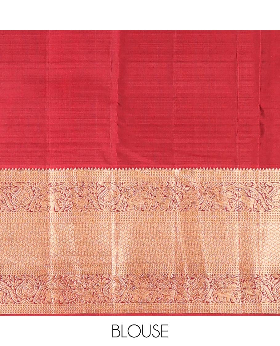 Grey zari buttas Vasundhara silk mix saree, contrast border of rekku, kathir, manga, yaanai & jaal designs & intricate pallu