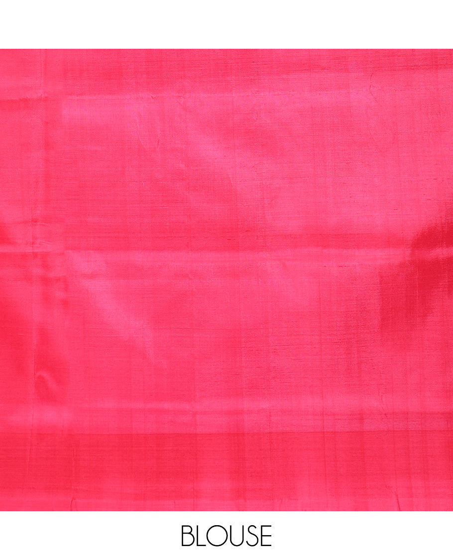 Green buttas Banana pith saree, contrast plain border, and pallu of stripes, and buttas