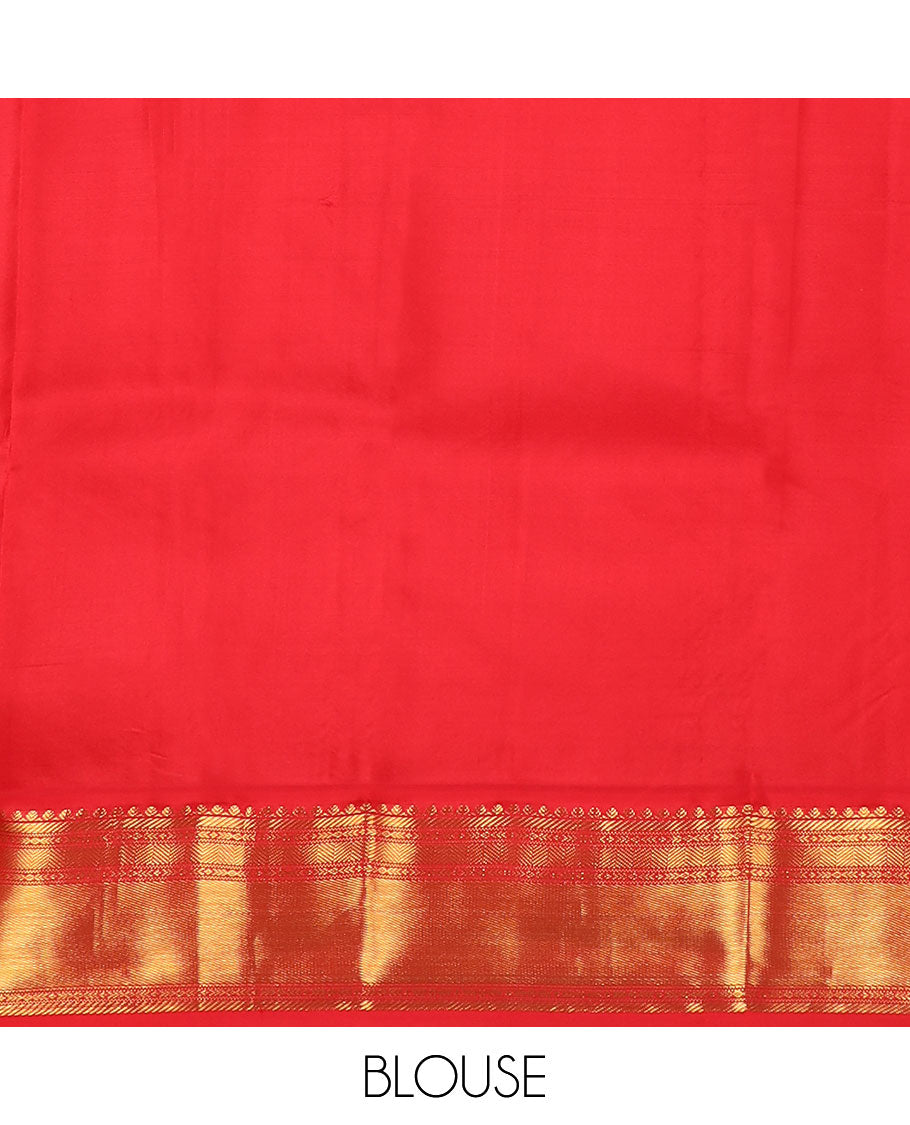 Blue zari buttas silk saree, contrast big border steeped with traditional kanchi designs & zari-rich jaal pallu