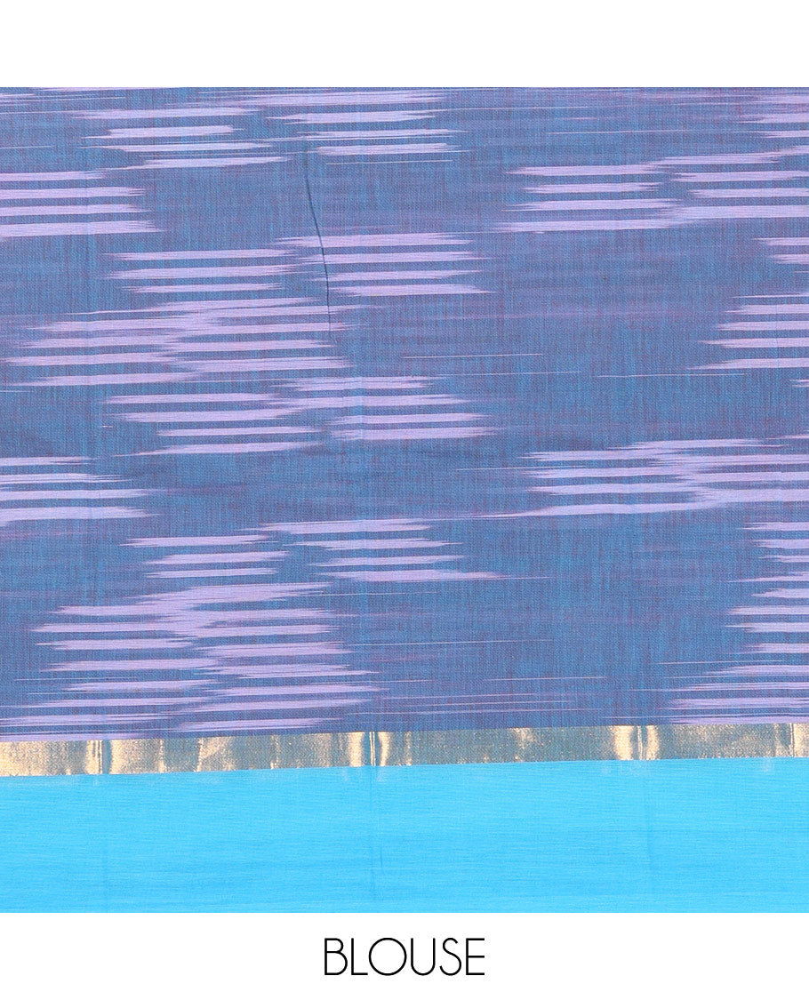 Maroon Ikat Textured Chirala Cotton Saree, a Contrast Border, Self-Pallu, and a Matching Blouse